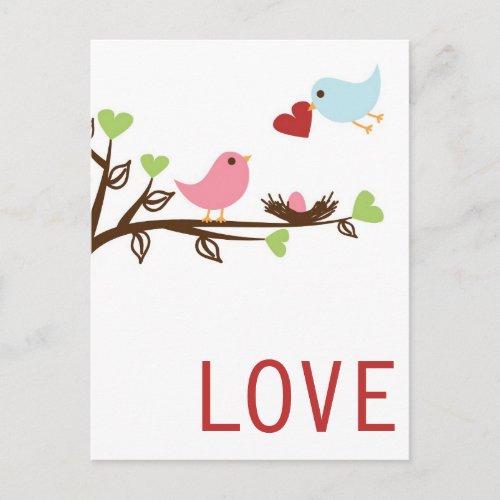 Bird Family With Heart Postcard