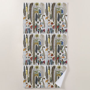 Bird Feather Wildlife Antique Feathers Art Nouveau Beach Towel