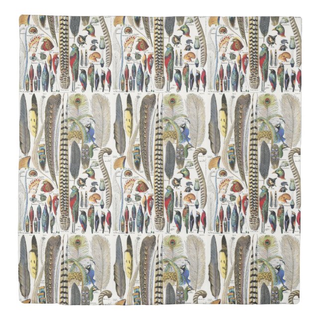 Bird Feather Wildlife Antique Feathers Art Nouveau Duvet Cover (Front)