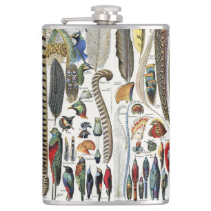 Bird Feather Wildlife Antique Feathers Art Nouveau Flask