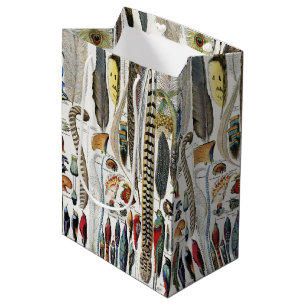 Bird Feather Wildlife Antique Feathers Art Nouveau Medium Gift Bag