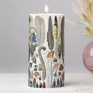 Bird Feather Wildlife Antique Feathers Art Nouveau Pillar Candle