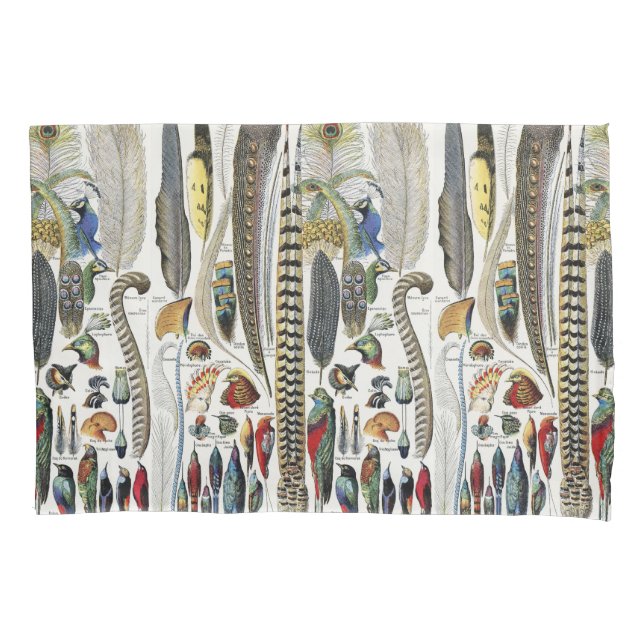 Bird Feather Wildlife Antique Feathers Art Nouveau Pillow Case (Front)