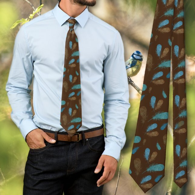 Bird Feathers Brown Patterned Neck Tie (Creator Uploaded)