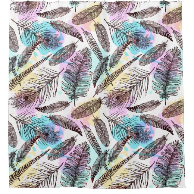 Bird Feathers Shower Curtain (Front)
