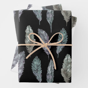 Bird Feathers watercolor pattern Wrapping Paper Sheets
