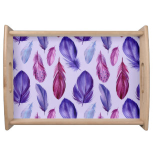 Bird Feathers: Watercolor Seamless Illustration Serving Tray