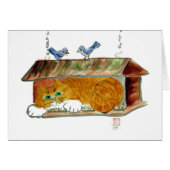 Bird Feeder and Orange Tiger Cat (Front Horizontal)