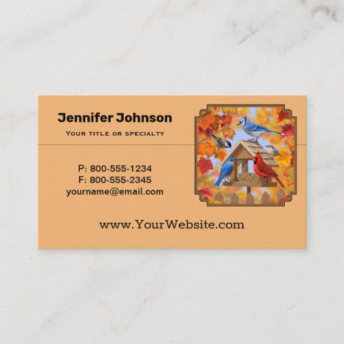 Bird Feeder Gathering Autumn Business Card