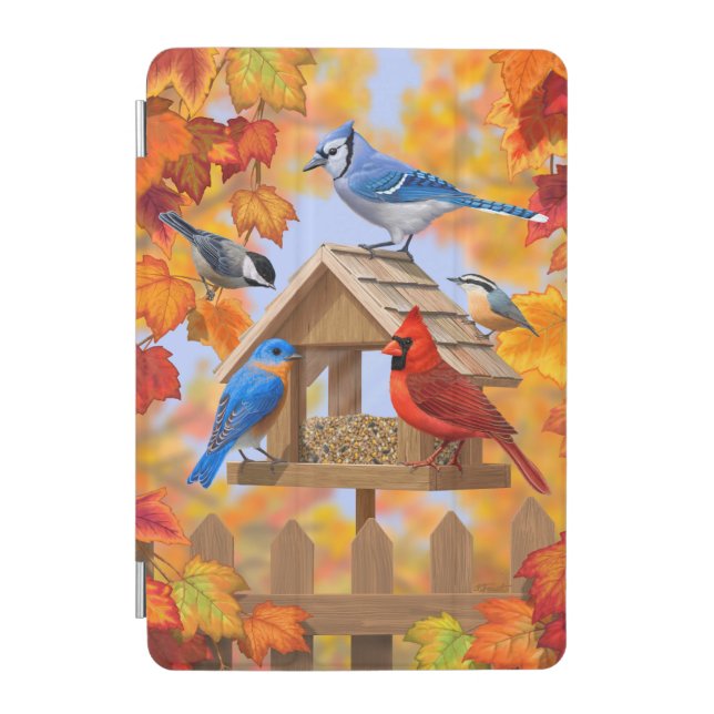 Bird Feeder Gathering Autumn iPad Mini Cover (Front)