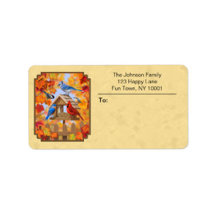 Bird Feeder Gathering Autumn Yellow Label