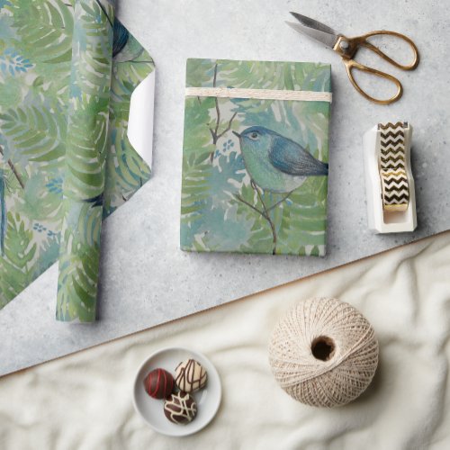 Bird Ferns Dragonflies Nature Inspired Wrapping Paper