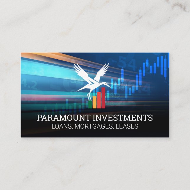 Bird Financial Logo | Chart Graph Business Card (Front)