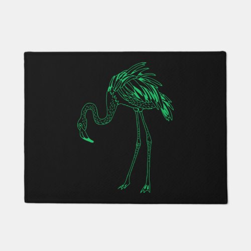 Bird flamingo shape wildlife sketch vector image doormat