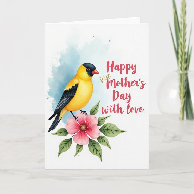 Bird Floral First Mother Card (Front)