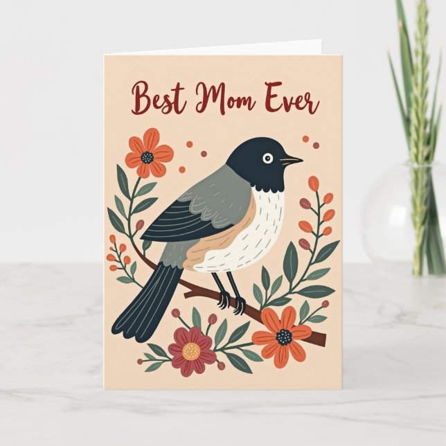 Bird Floral Mothers Day Message Card (Front)