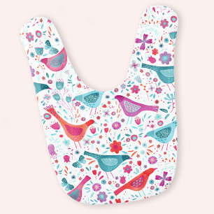 Bird Floral Watercolor Baby Bib