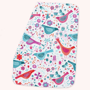 Bird Floral Watercolor Baby Blanket