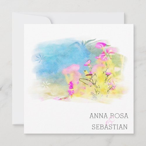 *~* Bird Flower Artsy AR12 QR PHOTO RSVP Wedding Invitation