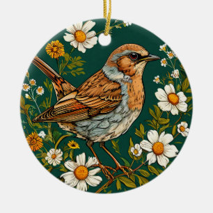 🌸 Bird Flower Garden Peaceful Home Style Decor 🎁 Ceramic Ornament