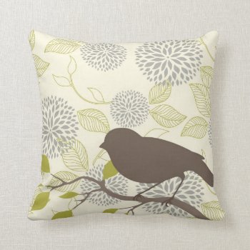 Bird & Flower Pillow by VNDigitalArt at Zazzle