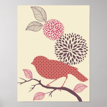 Bird & Flower Poster by VNDigitalArt at Zazzle