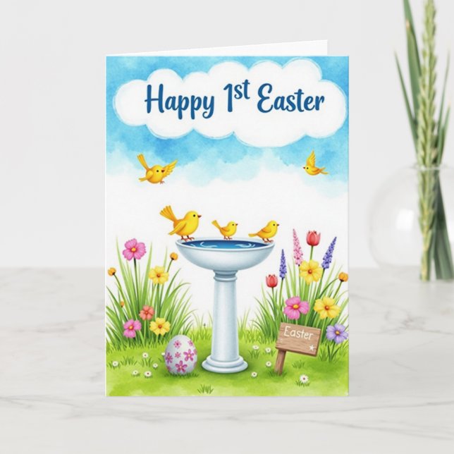Bird Flower Springtime Celebration Card (Front)