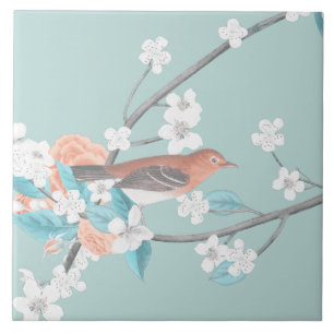 Bird & Flowers Ceramic Tile