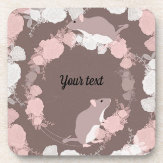 bird, flowers, natural, animal,pink, beverage coaster