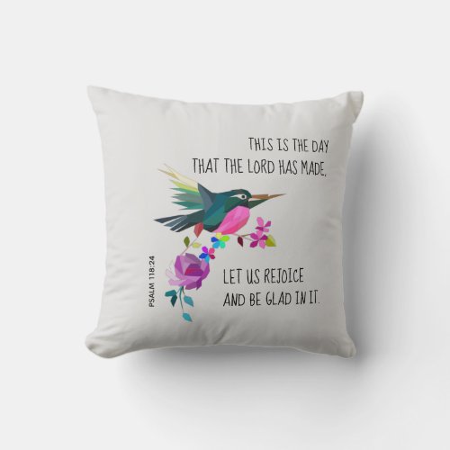 Bird  Flowers w verse from Psalm 11824 Throw Pillow