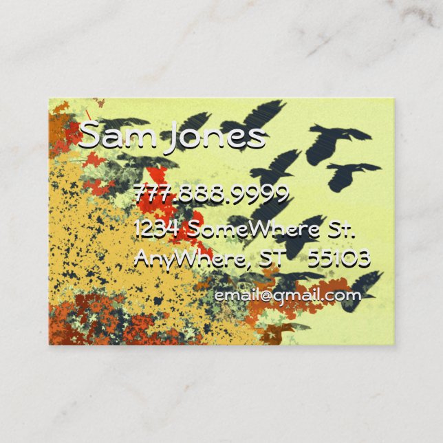 Bird Flying Fall Colors Business Card (Front)