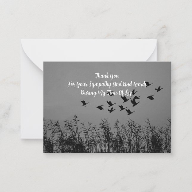 Bird Flying Grass Thank You Note Card (Front)