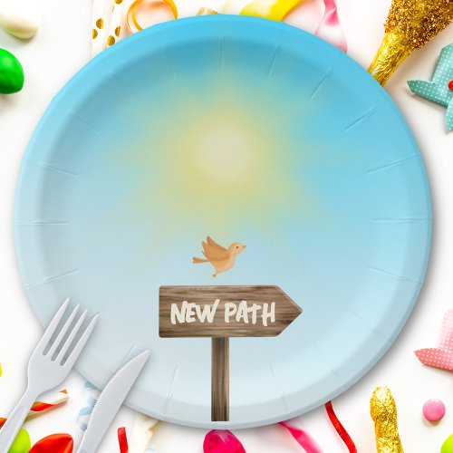 Bird Flying in Blue Sky Sun New Path Divorce Party Paper Plates