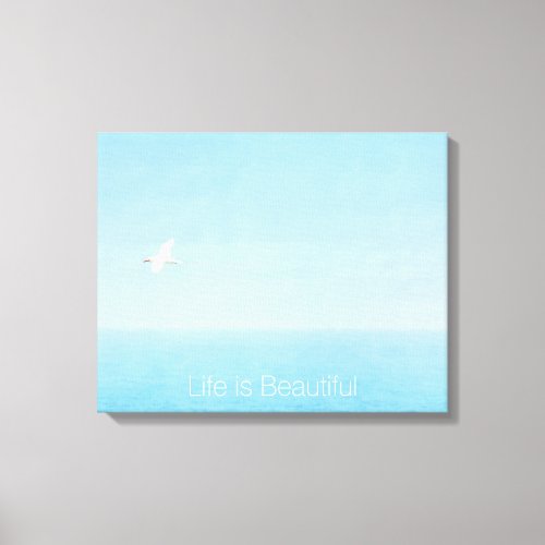 Bird Flying over Ocean in Hawaii Inspirational Canvas Print