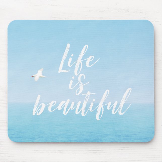 Bird Flying over Ocean in Hawaii Inspirational Mouse Pad (Front)