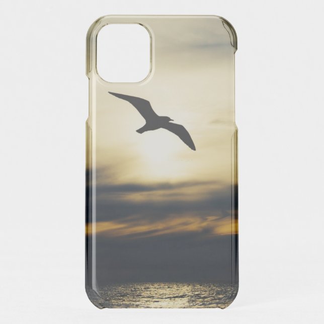 Bird Flying Silhouette at Sunset Uncommon iPhone Case (Back)