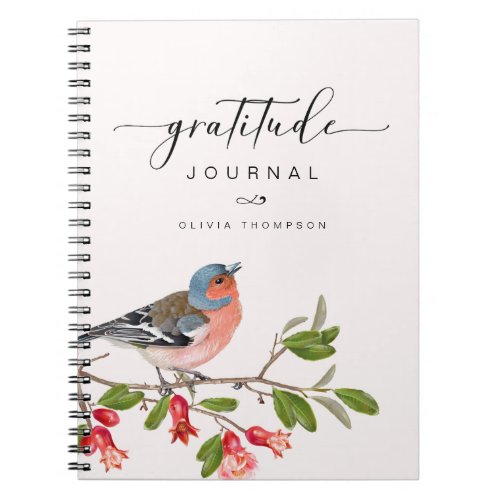 Bird Foliage Gratitude Journal Personalized Pink