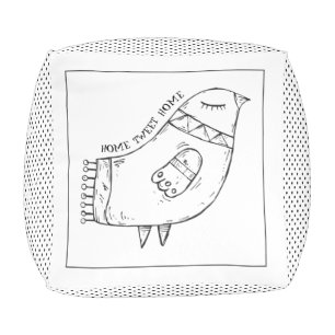 Bird Folk Art Minimalist illustration & Polka Dot Pouf