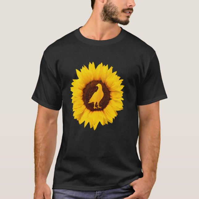 Bird For Women Men Fowl Seabird Sunflower T-Shirt (Front)