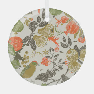 Bird Fruit Garden: Seamless Glass Ornament