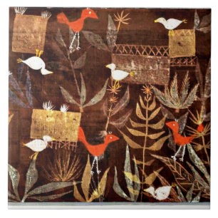 Bird Garden, colorful abstract art by Paul Klee, Ceramic Tile