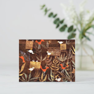 Bird Garden, colorful abstract art by Paul Klee, Holiday Postcard