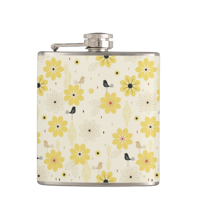 Bird Garden Hip Flask (Front)