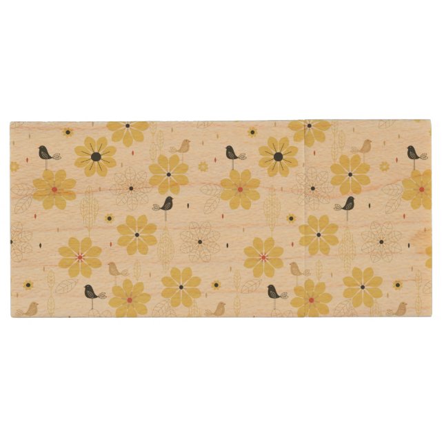 Bird Garden Wood USB Flash Drive (Front)