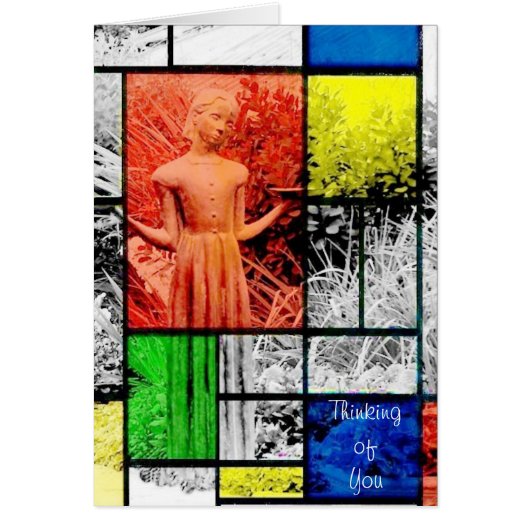 Bird Girl Thinking of You Angel Stained Glass (Front)