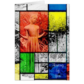 Bird Girl Thinking of You Angel Stained Glass Cards