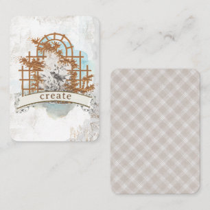 Bird Gold Trellis Vintage Craft Junk Journal Card