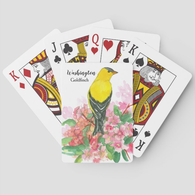 Bird Goldfinch Washington State Souvenir  Poker Cards (Back)