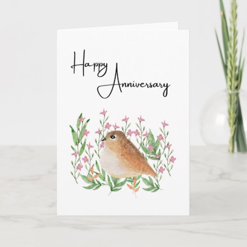 Bird Happy Anniversary Blank Greeting Card