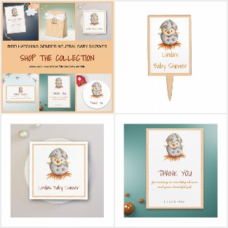BIRD HATCHING GENDER NEUTRAL BABY SHOWER